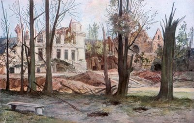 Die Ruinen eines Hauses, Soupir, Erster Weltkrieg, April 1917 von Francois Flameng