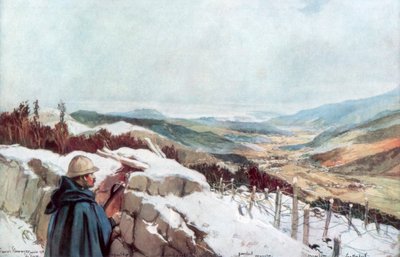 Schützengräben mit Blick auf das Münster-Tal mit dem Rhein in der Ferne, Januar 1916, 1926 von Francois Flameng