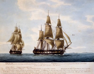 Hohe Schiffe Recherche und Esperance, verwendet von Antoine Bruny d