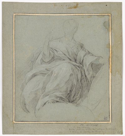 Studie einer sitzenden drapierten Frau (Studie für die allegorische Figur „La Force“) von Francois Lemoyne