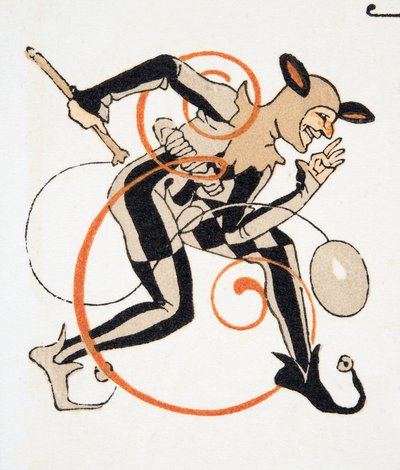 Buchstabe E aus Personages de Comedie, veröffentlicht 1922 von Francois Louis Schmied