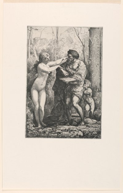 Künstler und eine Nymphe, aus Zwölf Radierungen von Chifflart von Francois Nicolas Chifflart