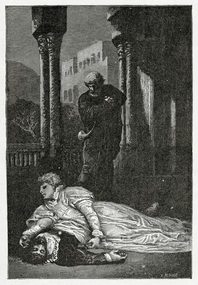 Dona Sol stirbt auf Hernanis Leiche, 19. Jahrhundert von Francois Nicolas Chifflart