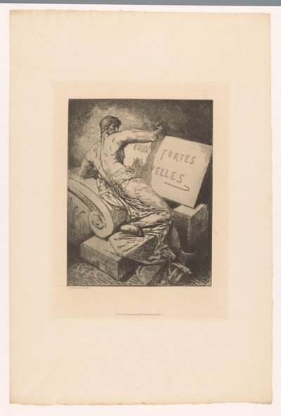 Titelblatt mit Mann auf steinernem Denkmal von Francois Nicolas Chifflart