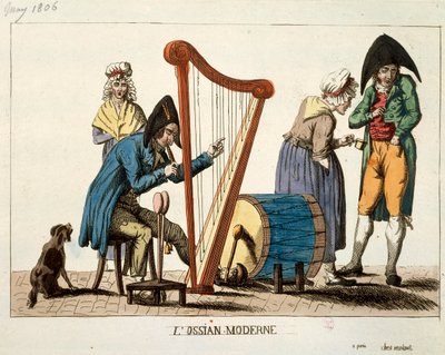 Karikatur des modernen Ossian von Francois Nicolas Martinet