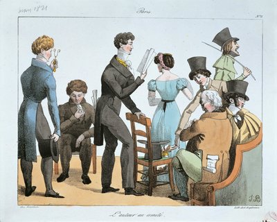 Der Mann der Briefe im Komitee, von F.N. Martinet, Gravur von Francois Nicolas Martinet