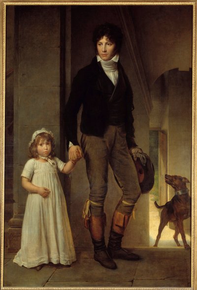 Ganzkörperporträt des Malers Jean Baptiste Isabey und seiner Tochter. Gemälde von Francois Gerard von Baron François Pascal Simon Gérard