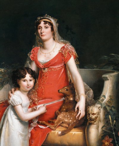 Porträt von Prinzessin Elisa Bonaparte mit ihrer Tochter (Detail) von Baron François Pascal Simon Gérard
