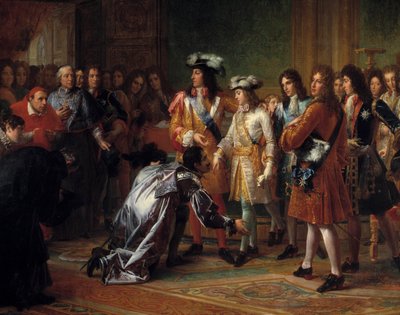 Proklamation des Herzogs von Anjou, König von Spanien unter dem Namen Philipp V., am 16. November 1700. Gemälde von François Gérard (1770-1837). 18. Jahrhundert von Baron François Pascal Simon Gérard