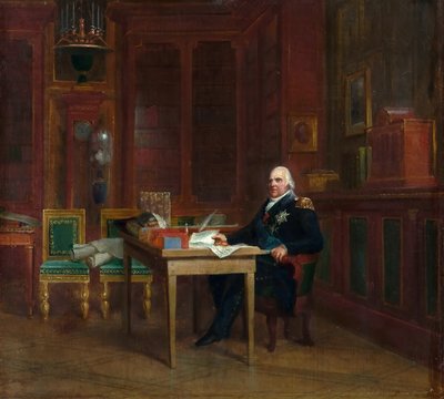 Louis XVIII 1755-1824 in seinem Arbeitszimmer in den Tuilerien von Francois Pascal Simon Gerard