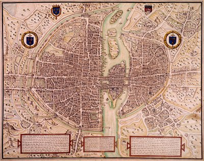 Stadtplan von Paris 1540-1555, genannt der Wandteppich. Gravur von Francois Roger de Gaignieres von Francois Roger de Gaignieres