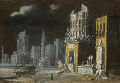 Fantastische Ruinen mit dem heiligen Augustinus und dem Kind, 1623 von Francois de Nome