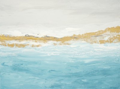 Abstrakte Blau-Gold-Meereslandschaft von Françoise Wattré
