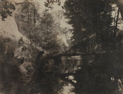 Landschaft mit sitzender Figur am Ufer eines Baches, ca. 1856 von Frank Chauvassaignes