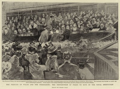 Die Prinzessin von Wales und die Freimaurer, die Preisverleihung an Jungen der Royal Institution von Frank Craig