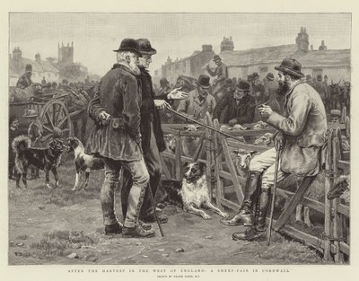 Nach der Ernte im Westen Englands, ein Schafmarkt in Cornwall von Frank Dadd