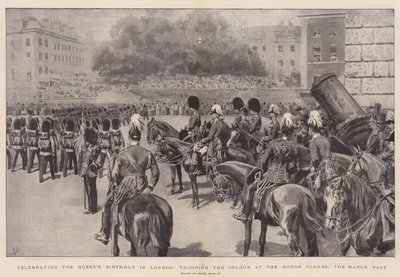 Feier zum Geburtstag der Königin in London, Trooping the Colour bei den Horse Guards, der Vorbeimarsch von Frank Dadd