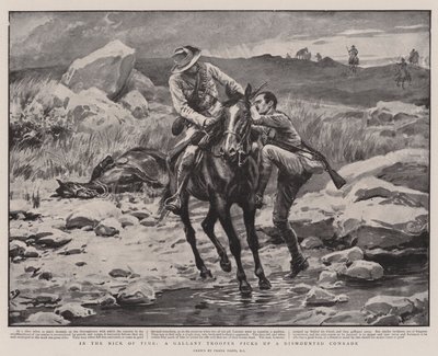 Im letzten Moment, ein tapferer Soldat nimmt einen abgestiegenen Kameraden auf von Frank Dadd
