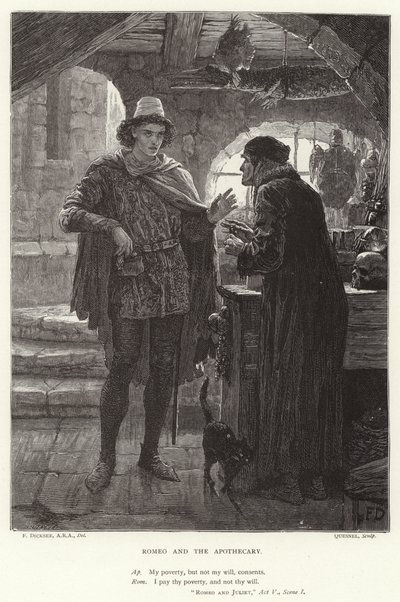 Romeo und der Apotheker, Romeo und Julia, Akt V, Szene I von Frank Dicksee
