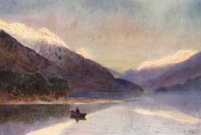 Neuseeland: Nordfjord, Lake Te-Anau (Farblithografie) von Frank H Wright