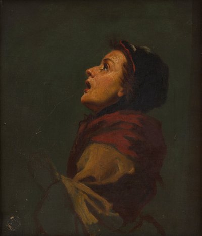Studie einer Frau, die zum Himmel schaut von Frank Holl