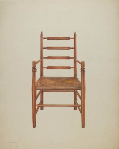 Stuhl, Kiefer mit Rohrgeflechtsitz, um 1939 von Frank M. Keane