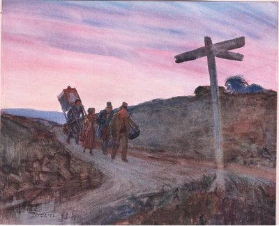 Short führte den Weg; mit flachem Kasten, das private Gepäck (das nicht umfangreich war) in einem Bündel, ca. 1920 von Frank Reynolds