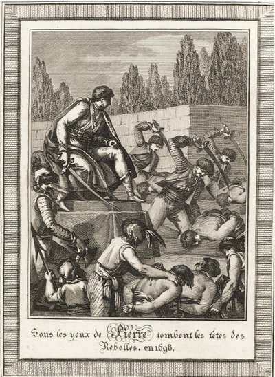 Die Hinrichtung der Strelitzen. Aus: Histoire de Russie von Blin de Sainmore, ca. 1800 von François Anne David