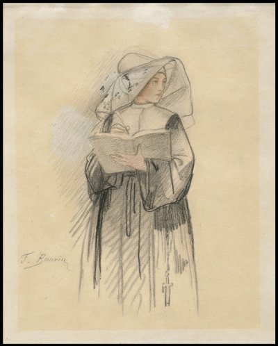 Eine Nonne mit einem Buch und einem Stift, 1827-1887 von François Bonvin