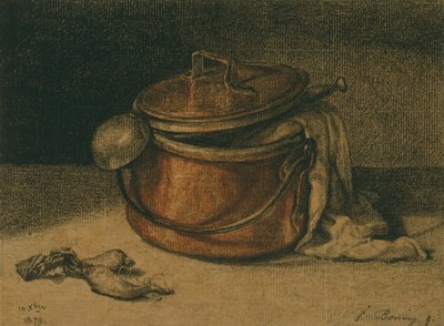 Stillleben mit einem Kupfertopf und einer Kelle von François Bonvin