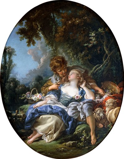 Ein Schäfer und eine Schäferin in einem Waldlandschaft, 1761 von François Boucher