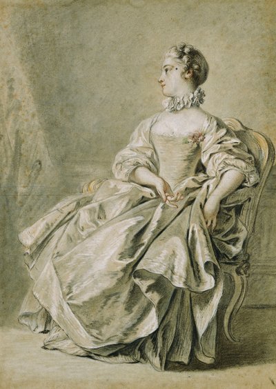 Eine junge Frau, im Profil nach links sitzend von François Boucher
