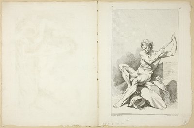 Akademischer Akt (recto und verso), aus Seconde Livre de Figures d’Academies gravées en Partie par les Professeurs de l’Académie Royale von François Boucher