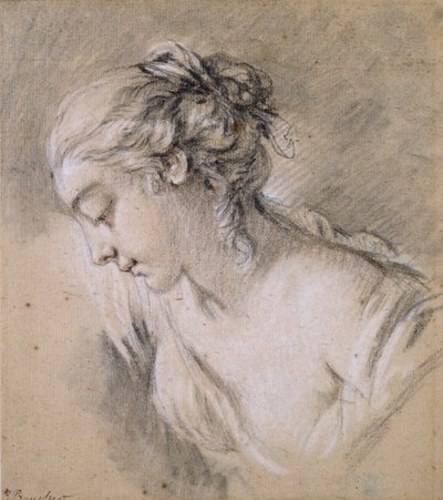 Büste eines Mädchens im Profil nach links, Mitte des 18. Jahrhunderts von François Boucher