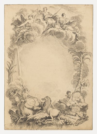 Design für ein Wappen zu Ehren von William Earl Cowper (ca. 1665-1723) von François Boucher