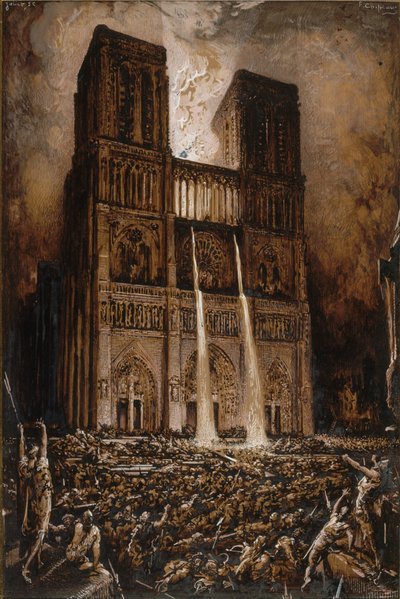 Angriff auf Notre-Dame. Der Glöckner von Notre-Dame von Victor Hugo von François Chifflart