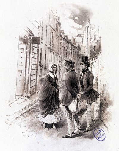 Illustration von „Profil der Grisette“, neu gehörend zur Sammlung „Mimi de Pinson“ von Alfred de Musset von François Courboin