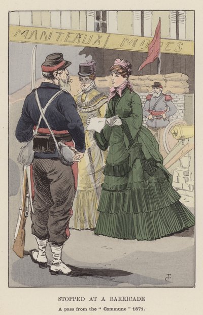 An einer Barrikade gestoppt, ein Pass von der Kommune 1871 von François Courboin