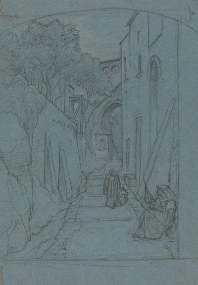 Blick auf eine Straße in Sorrento (verso) von François Edouard Bertin