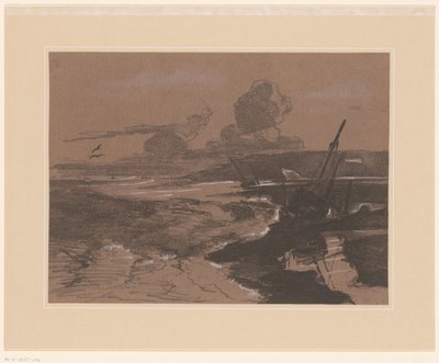 Gestrandete Schiffswracks nach einem Sturm von François Louis Français (attributed to)