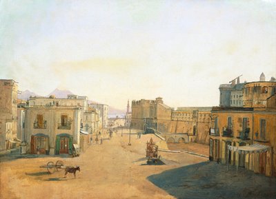 Largo del Castello mit der Laterne vom Molo Pier in Neapel von François Vervloet