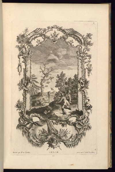 Entwurf für Kartusche mit großen und kleinen Fächern von François de Cuvilliés the Elder