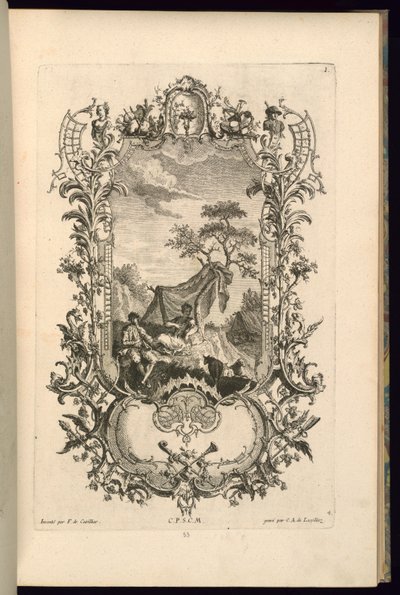 Entwurf für eine Kartusche mit großen und kleinen Fächern von François de Cuvilliés the Elder