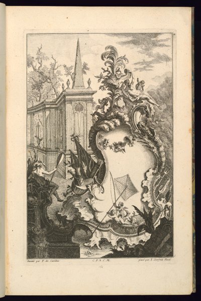 Entwurf für einen Brunnen mit zwei Putti mit einem Fischernetz von François de Cuvilliés the Elder