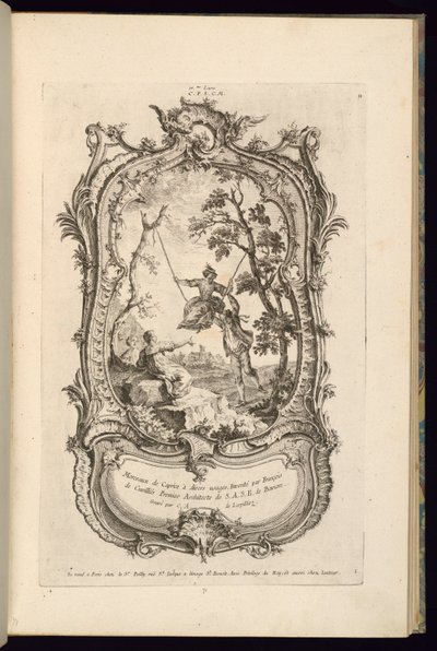 Entwurf für eine Kartusche mit großen und kleinen Fächern von François de Cuvilliés the Elder