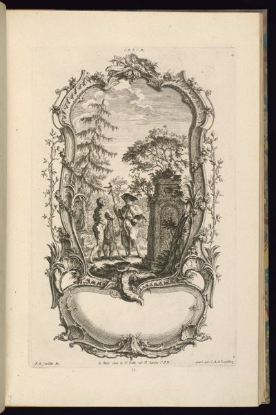 Entwurf für eine Kartusche mit großen und kleinen Fächern von François de Cuvilliés the Elder