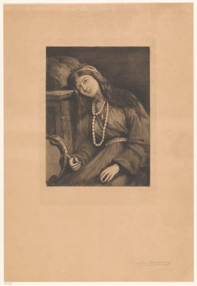 Ruhende Musikerin mit Kastagnetten und Tamburin, Mignon (Originaltitel) von François de Meersman (signed by artist)