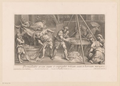 Arbeiter bei der Verarbeitung von Getreide von François de Poilly (II)