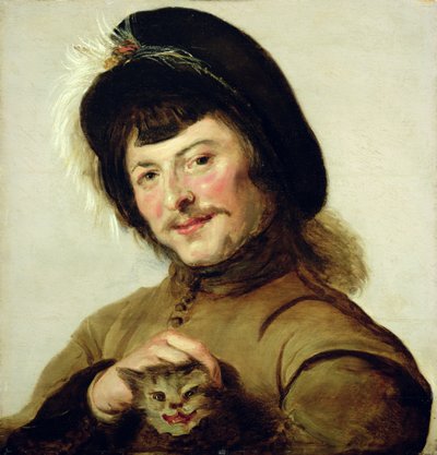 Ein junger Mann mit einer Katze von Frans Follower of Hals
