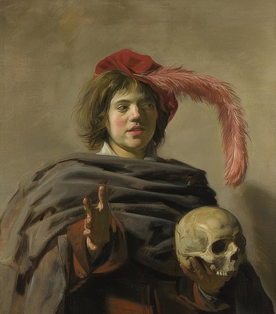 Bildnis eines jungen Mannes mit Totenschädel (Vanitas) von Frans Hals